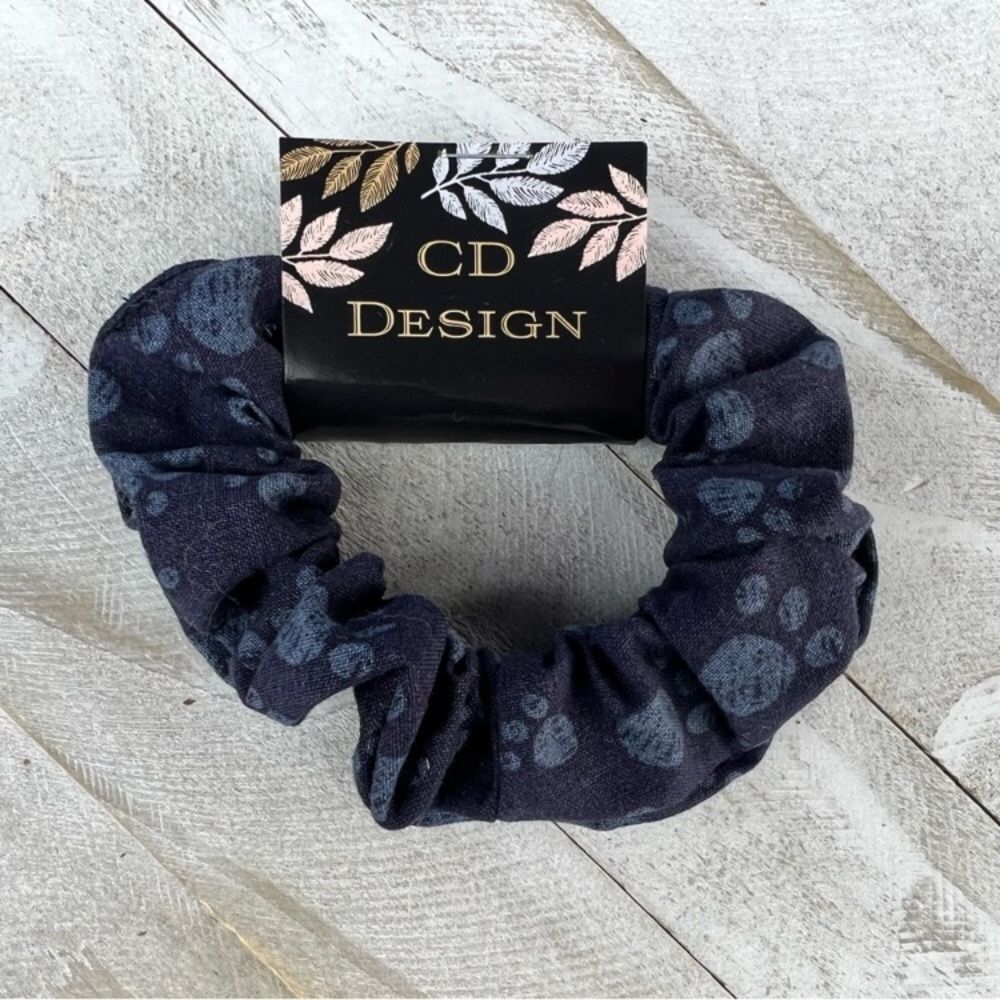 Navy paw print scrunchie